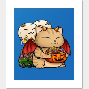 Halloween Cat Devil Kitty Posters and Art